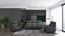 将图片加载到图库查看器,Echo Gray Leather Power Sofa w/Power Adjustable Headrests
