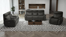 将图片加载到图库查看器,Echo Gray Leather Power Sofa w/Power Adjustable Headrests