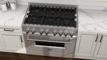 将图片加载到图库查看器,ZLINE 36 in. 4.6 cu. ft. Dual Fuel Range with Gas Stove and Electric Oven in Stainless Steel (RA36)