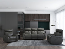 将图片加载到图库查看器,Echo Gray Leather Power Sofa w/Power Adjustable Headrests