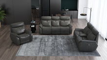 将图片加载到图库查看器,Echo Gray Leather Power Sofa w/Power Adjustable Headrests