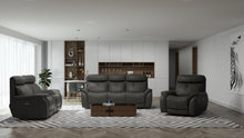将图片加载到图库查看器,Echo Gray Leather Power Sofa w/Power Adjustable Headrests
