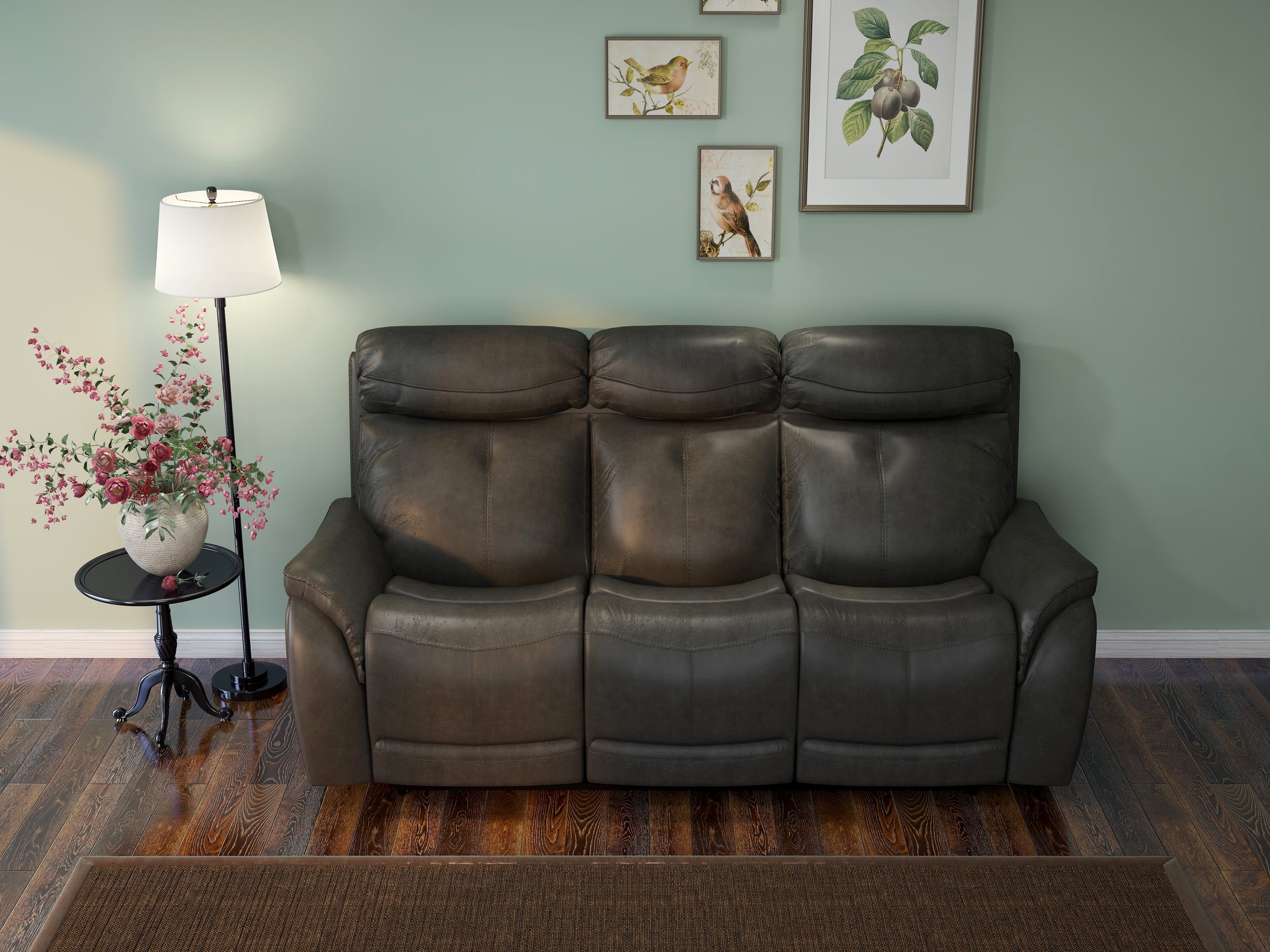 Echo Gray Leather Power Sofa w/Power Adjustable Headrests